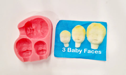 Silicone Mould - 3 baby Faces