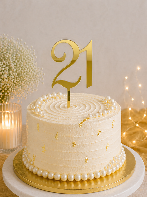 Acrylic #21 Cake Topper - Gold