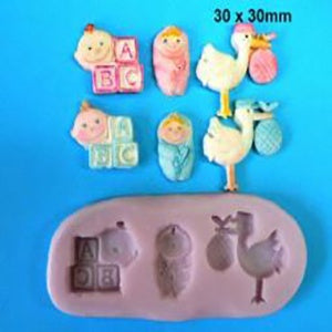 Stork, Baby & Blocks Mould