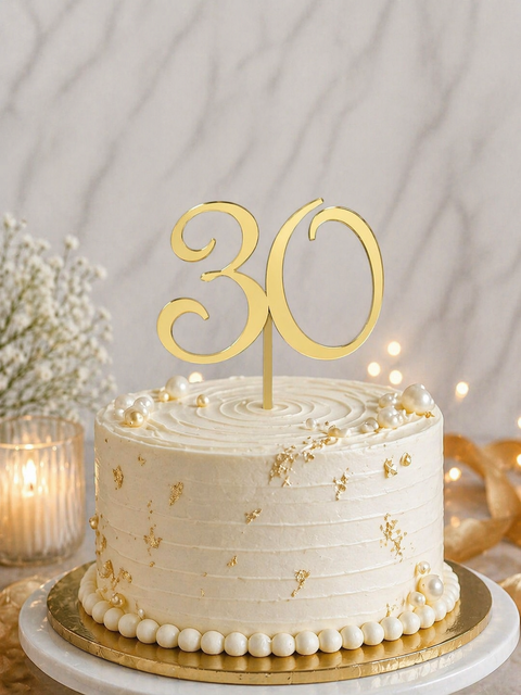 Acrylic #30 Cake Topper Gold