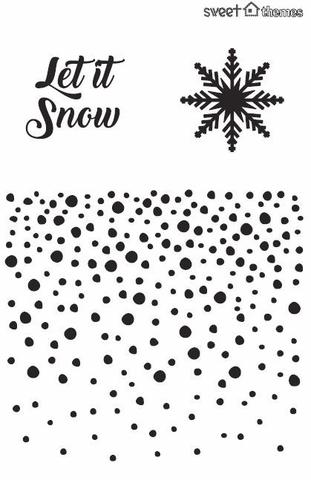 Christmas Snow Background and Let it Snow Stencil