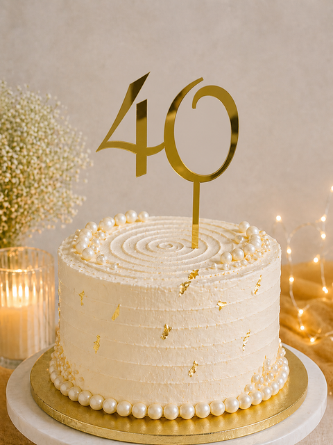 Acrylic #40 Cake Topper - Gold