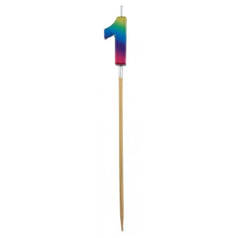 Rainbow No.1 Candle on Spike