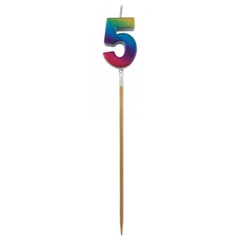 Rainbow No.5 Candle on Spike