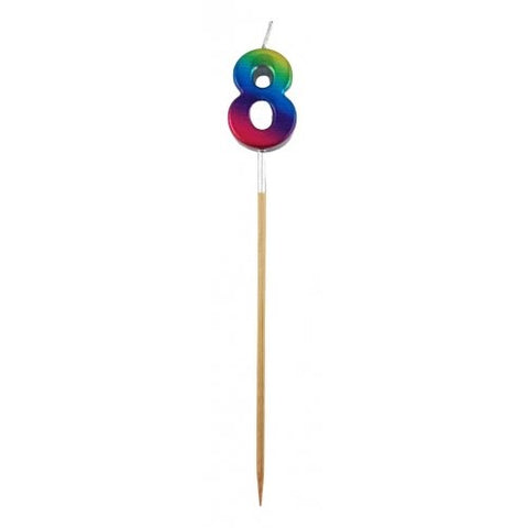 Rainbow No.8 Candle on Spike