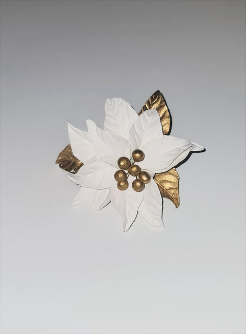 White/Gold Poinsettia Sugar Flower Large