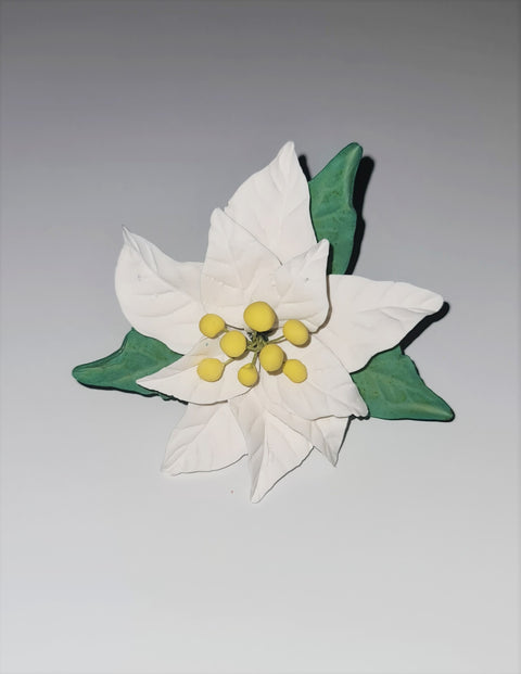 White Poinsettia Sugar Flower Medium