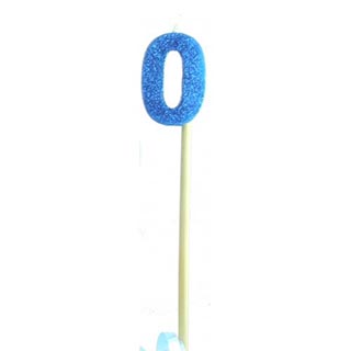 Glitter Blue #0 - 9 on Spike Candle