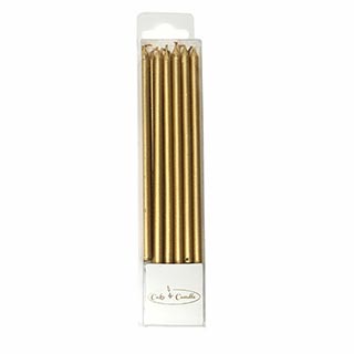 12cm Tall Cake Candles Gold 12 Pack - Toppers - Candle | Cake Deco Supplies