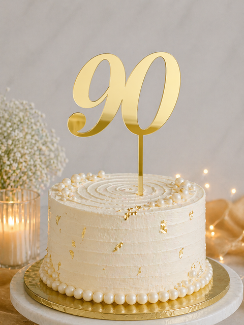 Acrylic #90 Cake Topper - Gold