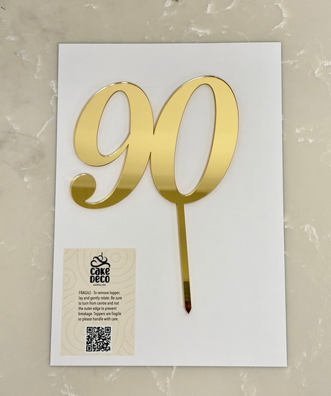 Acrylic #90 Cake Topper - Gold