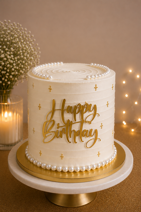 Acrylic Happy Birthday Cake Fropper - Gold