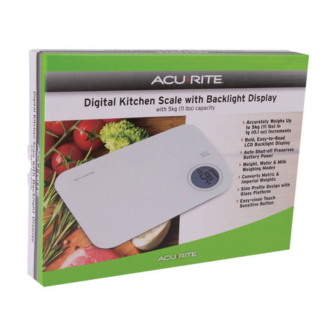 Acurite Digital Kitchen Scale 5kg Capacity with Backlight Display
