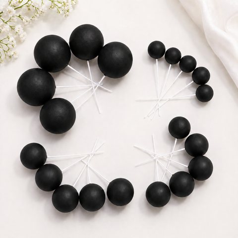 Topper - Matte Black Cake Balls Toppers