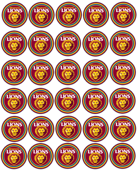 Brisbane Lions AFL Cupcake Prints - 1.5" x 30