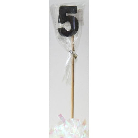 Candle On Spike Glitter Black #5