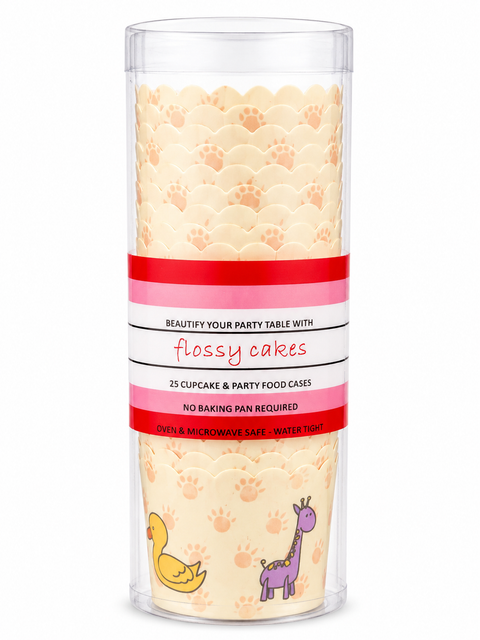 Flossy Cakes Baby Animals Patty Cases 25 Pack