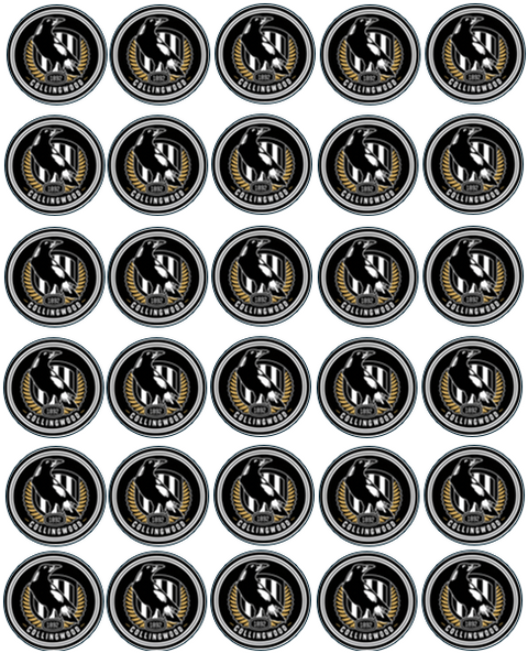 Collingwood Magpies AFL Cupcake Prints - 1.5" x 30