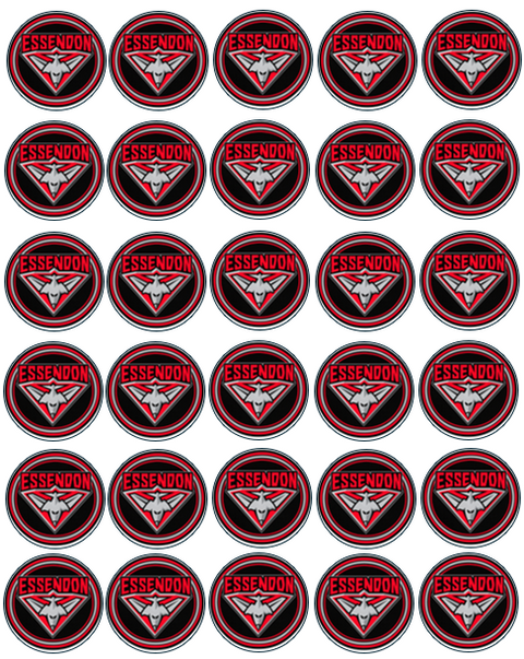 Essendon Bombers AFL Cupcake Prints - 1.5" x 30