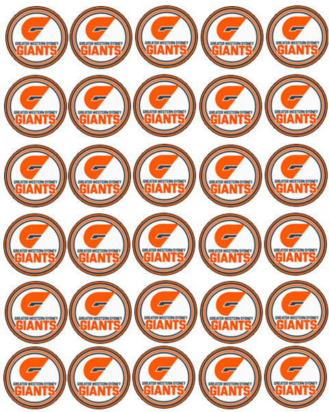 GWS Giants AFL Cupcake Prints - 1.5" x 30