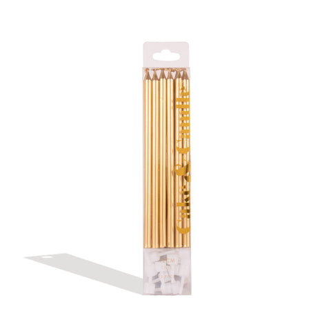 12cm Tall Cake Candles Gold 12 Pack