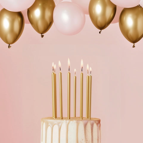 12cm Tall Cake Candles Gold 12 Pack