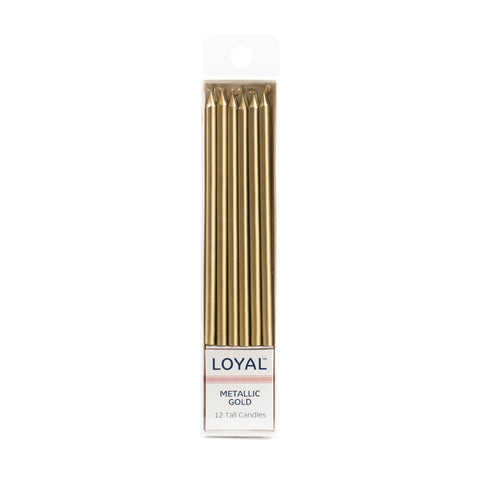 12cm Tall Cake Candles Gold 12PACK