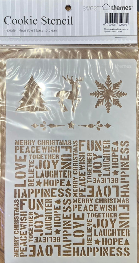 Christmas Words Background & Symbols Stencils CS081