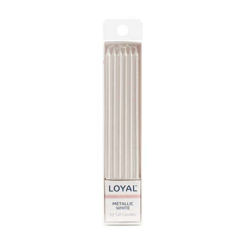 Loyal 12cm Tall Cake Candles White 12PACK