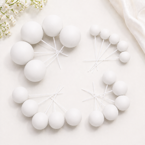Topper - Matte White Cake Topper Balls 20pcs