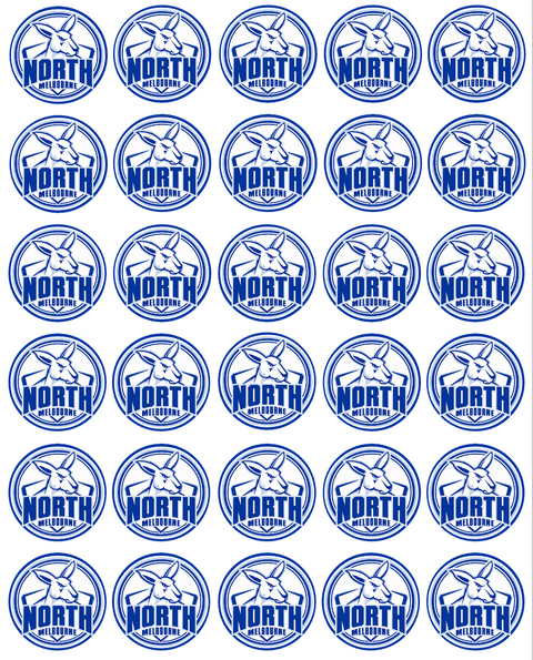 North Melbourne Kangaroos AFL Cupcake Prints - 1.5" x 30