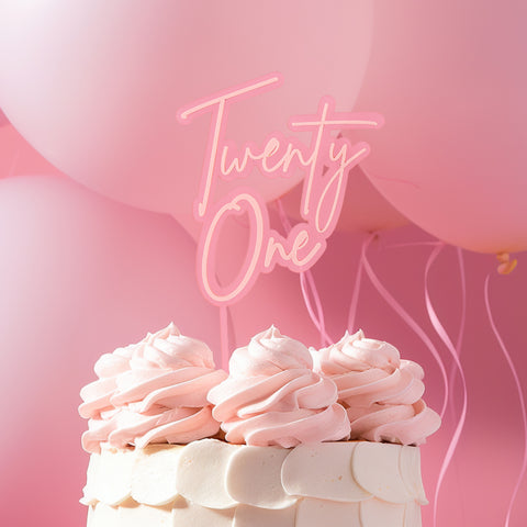 Cake & Candle Acrylic Cake Topper - PINK OPAQUE / PINK TWENTY ONE