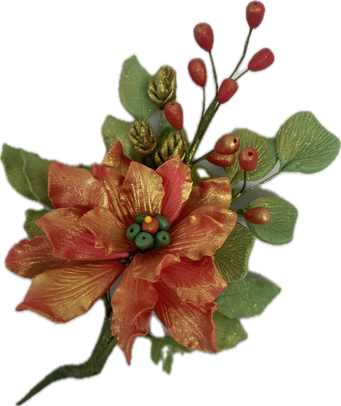 Poinsettia Sugar Flower Spray Large