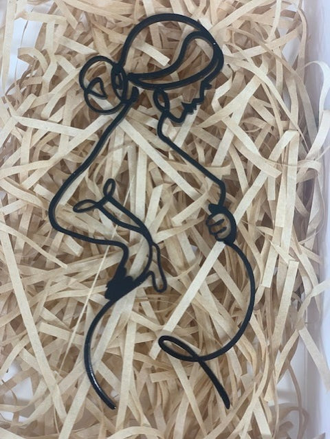 Acrylic Topper - Pregnant Lady Cake Fropper Black