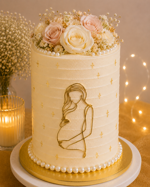Acrylic Topper - Pregnant Lady Cake Fropper Gold