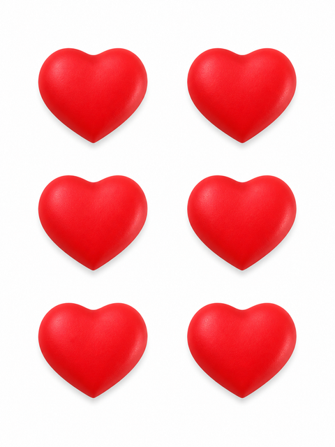 Edible Sugar Toppers - Red Hearts 6pk