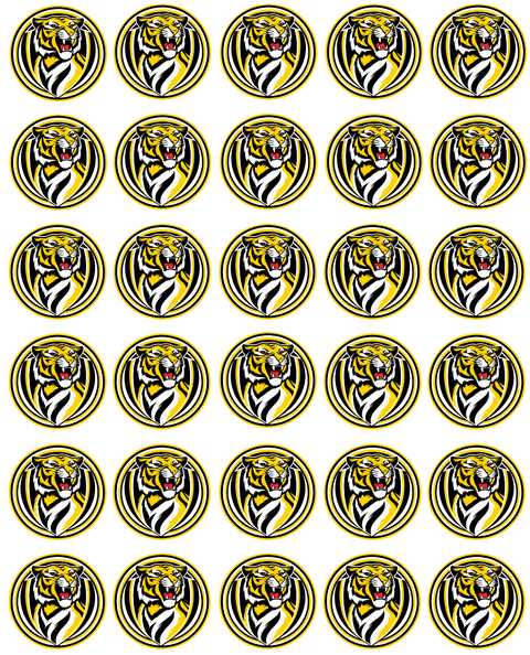 Richmond Tigers AFL Cupcake Prints - 1.5" x 30