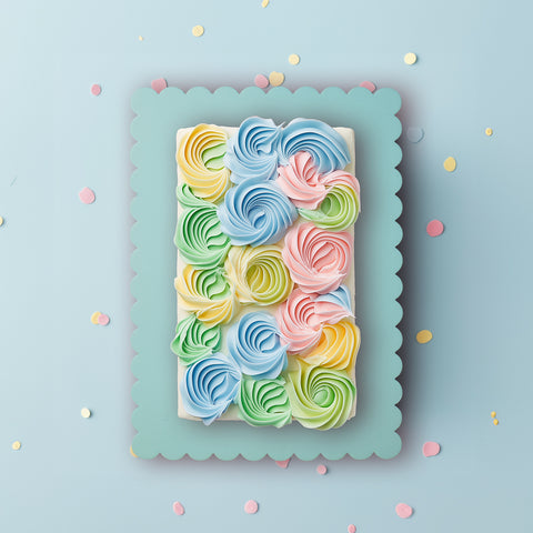 Scalloped Rectangle Cake Board Blue/Lilac 10x14"