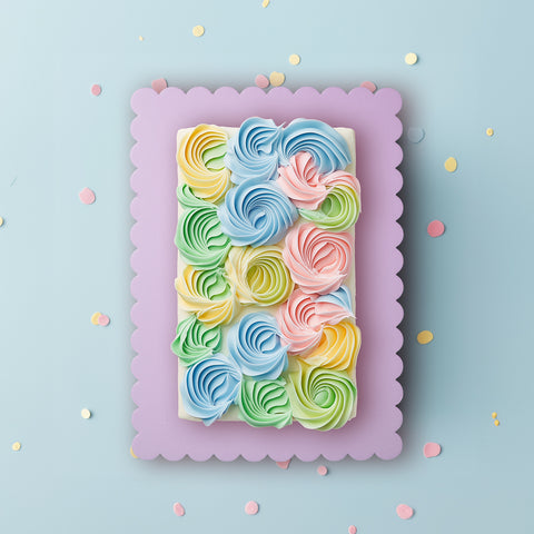 Scalloped Rectangle Cake Board Blue/Lilac 10x14"