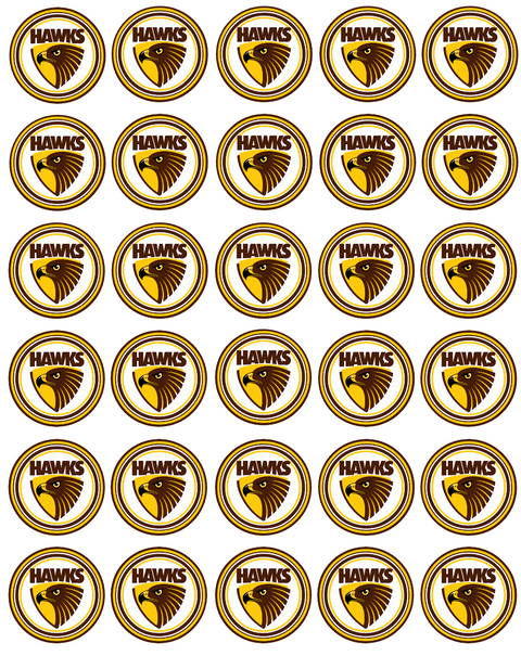 Hawthorn Hawks AFL Cupcake Prints - 1.5" x 30