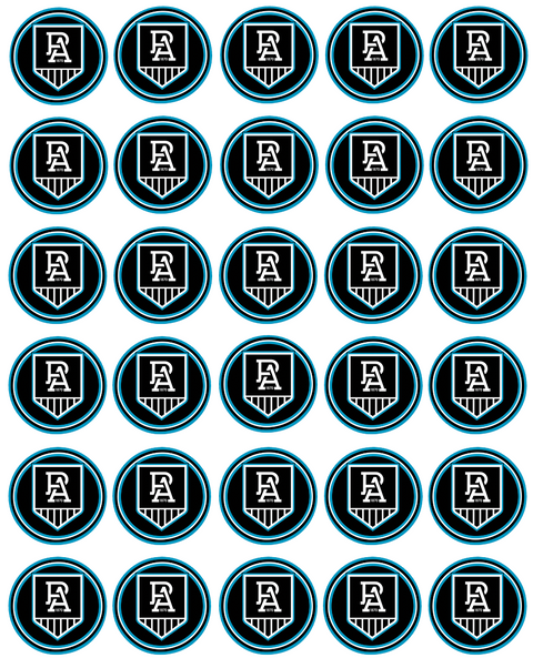 Port Adelaide AFL Cupcake Prints - 1.5" x 30