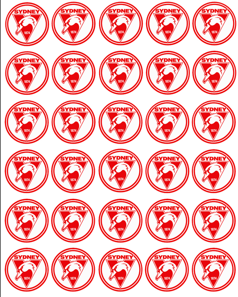 Sydney Swans AFL Cupcake Prints - 1.5" x 30