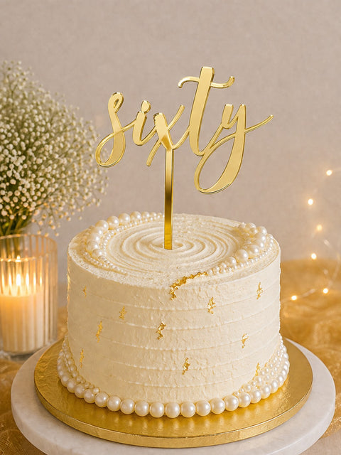 Acrylic  Sixty Cake Topper
