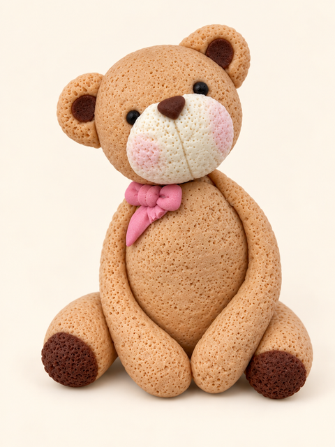 Hand Made Animal Figure - Teddy Bear (Pink Bow)