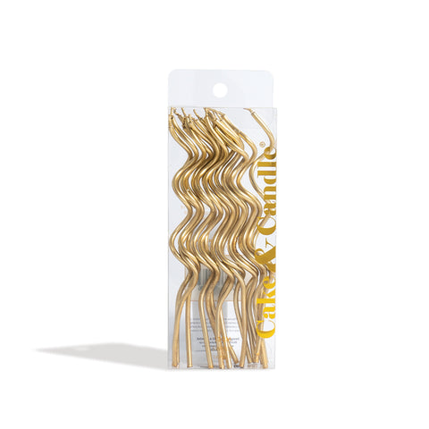 13cm SWIRLY Cake Candles GOLD (Pack of 16)