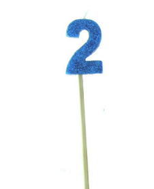Glitter Blue #0 - 9 on Spike Candle