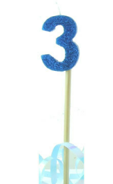 Glitter Blue #0 - 9 on Spike Candle