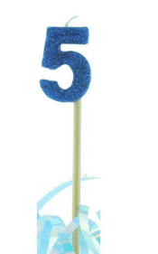 Glitter Blue #0 - 9 on Spike Candle