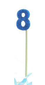 Glitter Blue #0 - 9 on Spike Candle
