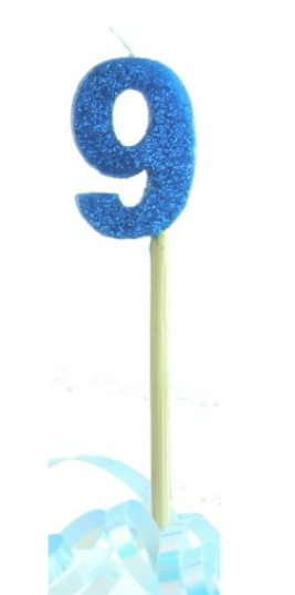 Glitter Blue #0 - 9 on Spike Candle